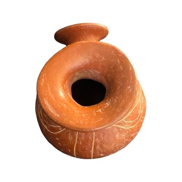 Vintage Hand Made Two Spouted Carved Red Clay Vase Canteen - Picture 5 of 10